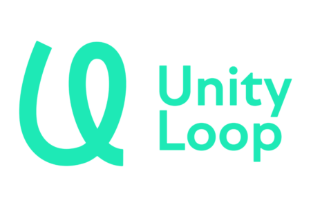 Teal logo resembling a looped ribbon followed by the words “Unity Loop” in bold teal letters on a white background.