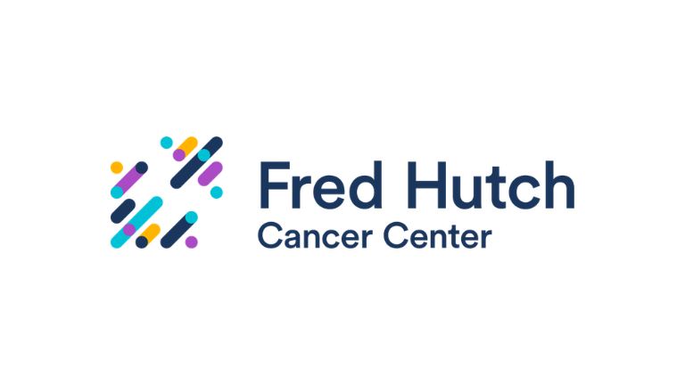 Fred Hutch Cancer Center logo with colorful diagonal lines forming a square on the left, and the words "Fred Hutch Cancer Center" in dark blue text on the right against a white background.