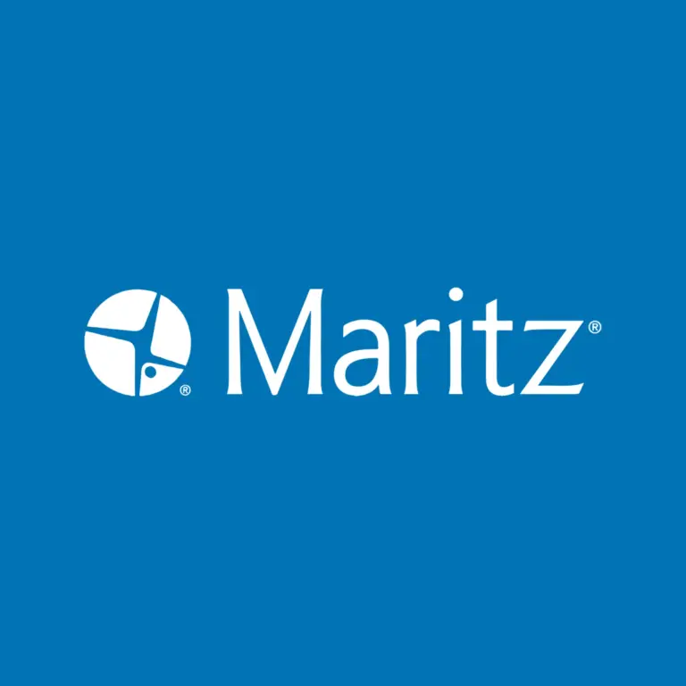 White Maritz logo and wordmark on a solid blue background.