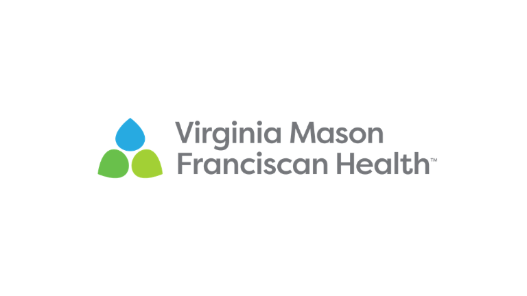 Virginia Mason Franciscan Health logo with three leaf-like shapes in blue and green to the left of the organization’s name in gray text on a white background.